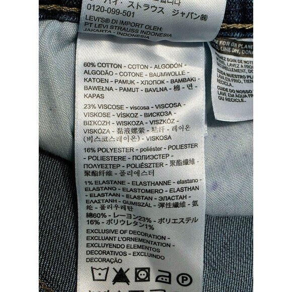 Levis Boyfriend Jeans Blue Denim Pants Midrise Stretch Straight Leg Womens 32 - Picture 13 of 13